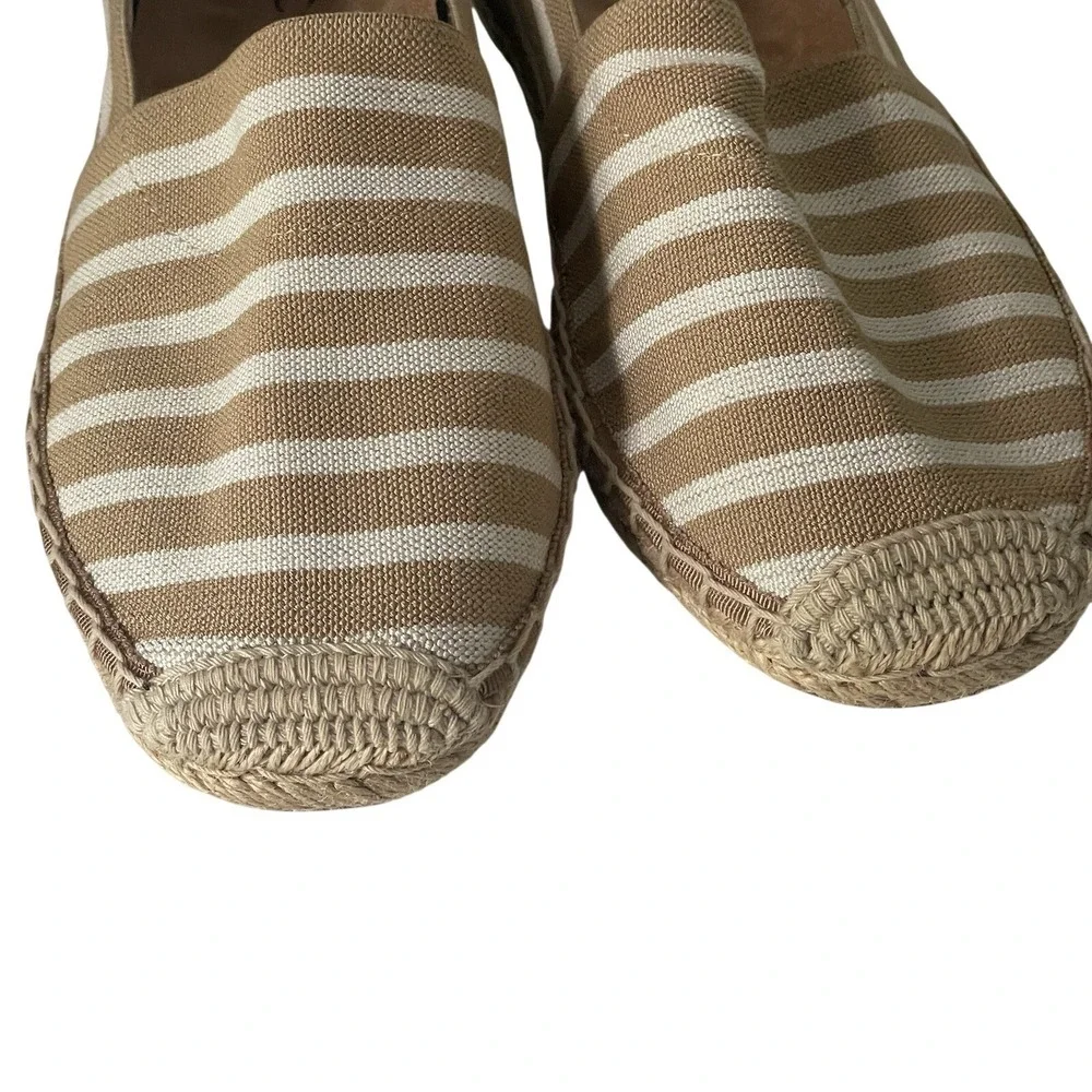 Vionic Valeri Tan White Stripe Espadrille Flats Size 9